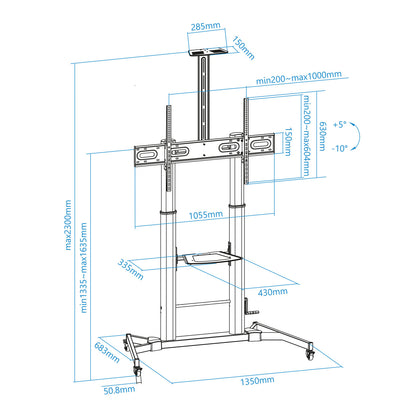 Tooq FS20400HM-B Soporte suelo 60"-100" regulable - imagem 8