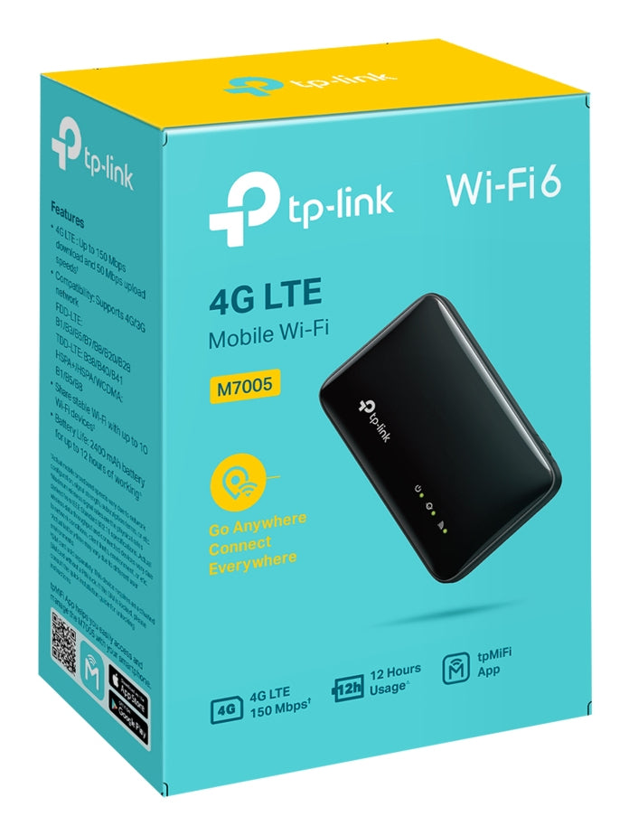 Router de TP-Link 4G de Viagens Sem Fios M7005/ WiFi 6/ 287Mbps/ 2.4GHz/ 1 Antena/ WiFi 802.11b/g/n/ax