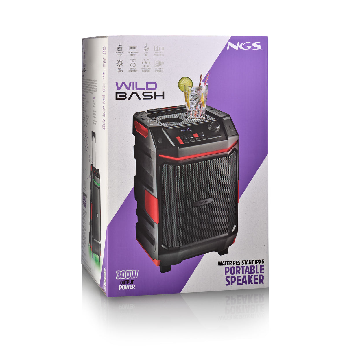 Coluna NGS Wildbash 300W Bateria recargable IPX6 - imagem 8