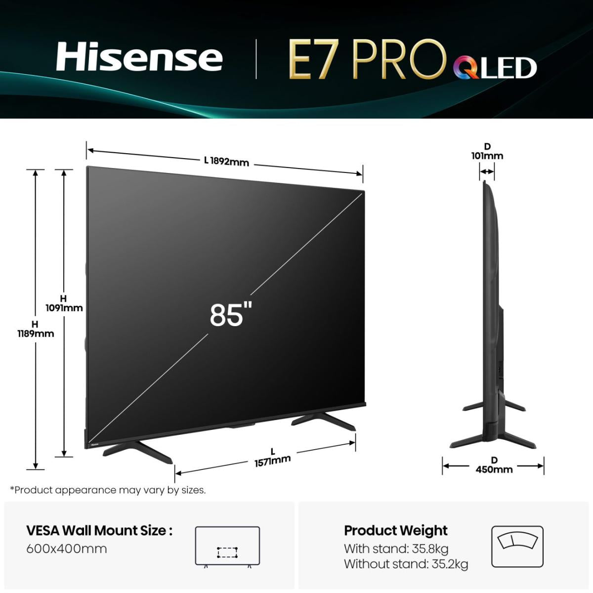 Televisão Hisense 85E77Q - Hisense