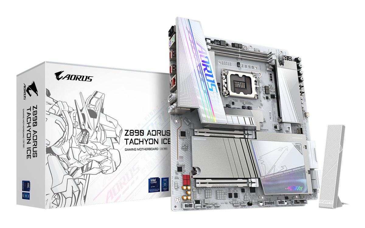 Placa-mãe Gigabyte Z890 AORUS TACHYON ICE - Supports Intel Core Ultra (Série 2) CPUs, 18+1+2 fases VRM, até