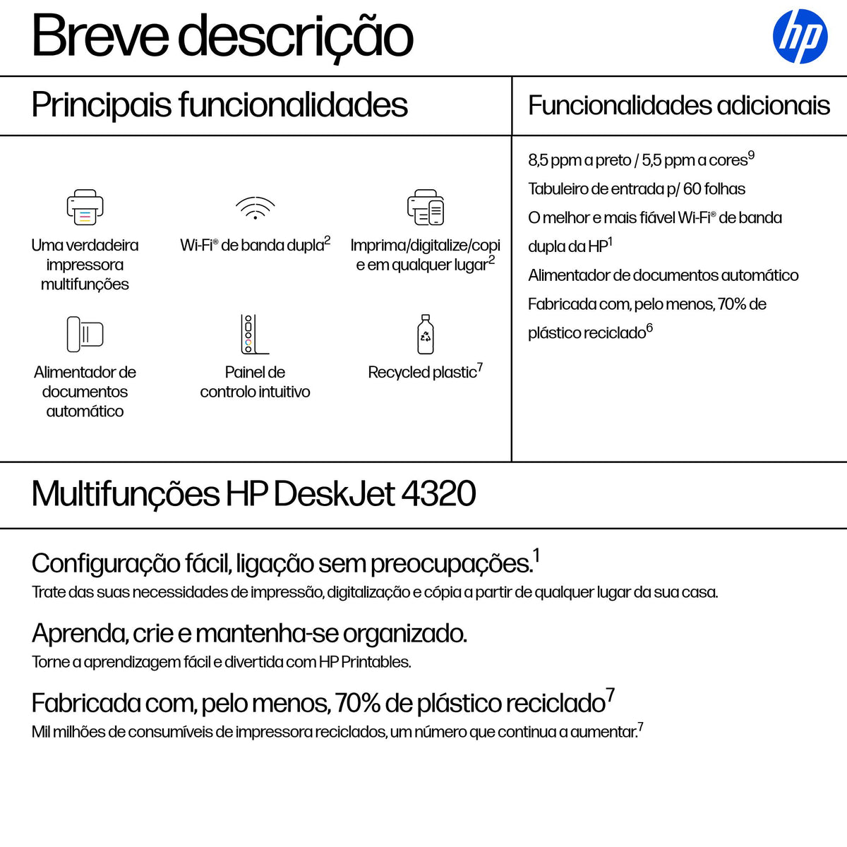 Impressora multifunções HP Multifunções Deskjet 4320 - imagem 7