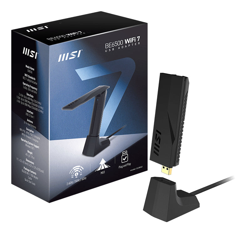 Adaptador de Rede MSI GUBE65 BE6500 WiFi7 USB Adaptador - imagem 9