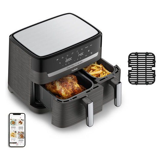 Fritadeira de Ar Tefal Dual Easy Fry & Grill EY905B 8,3 L Cinzento - Tefal