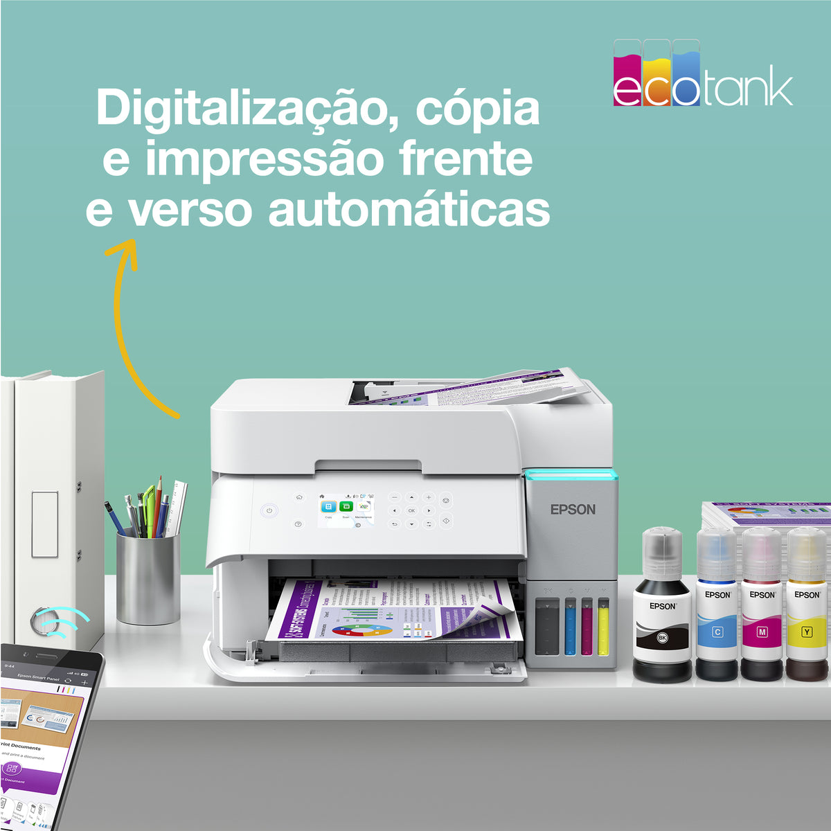 Impressora multifunções Epson Multifunções Ecotank ET-3956 Branco - imagem 12