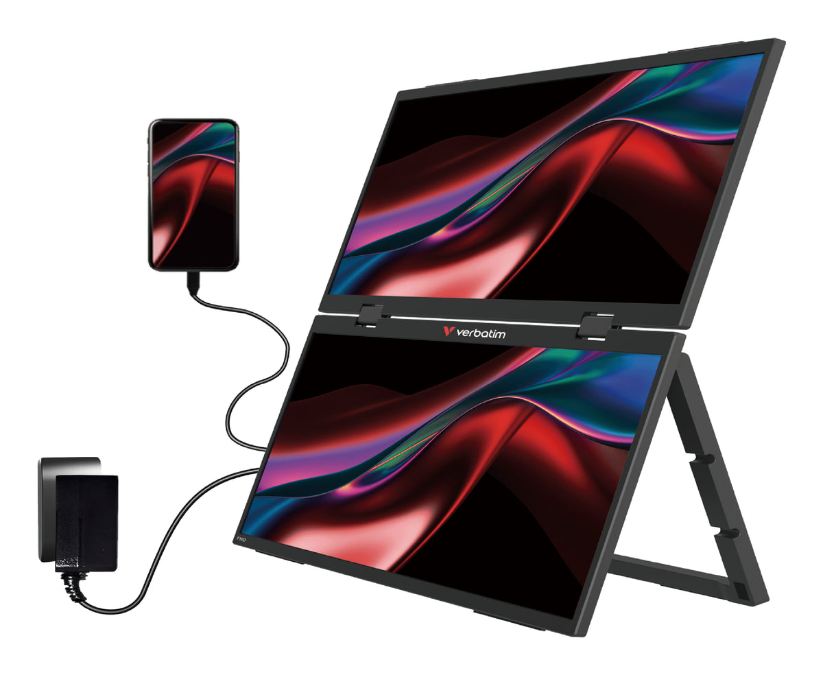 VERBATIM Duo Essentials 15,6" + 15,6" Monitor Portátil Tátil / Full HD / Multimédia / Preto
