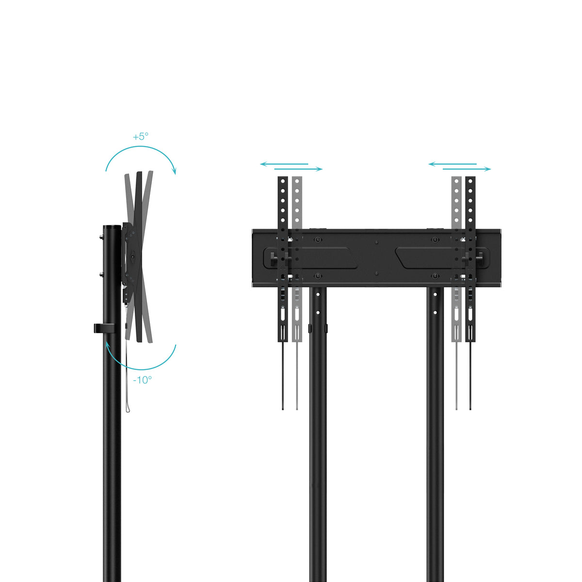 Suporte TV Tooq Suelo Ruedas "KEFRÉN" 37-70", Preto - imagem 5