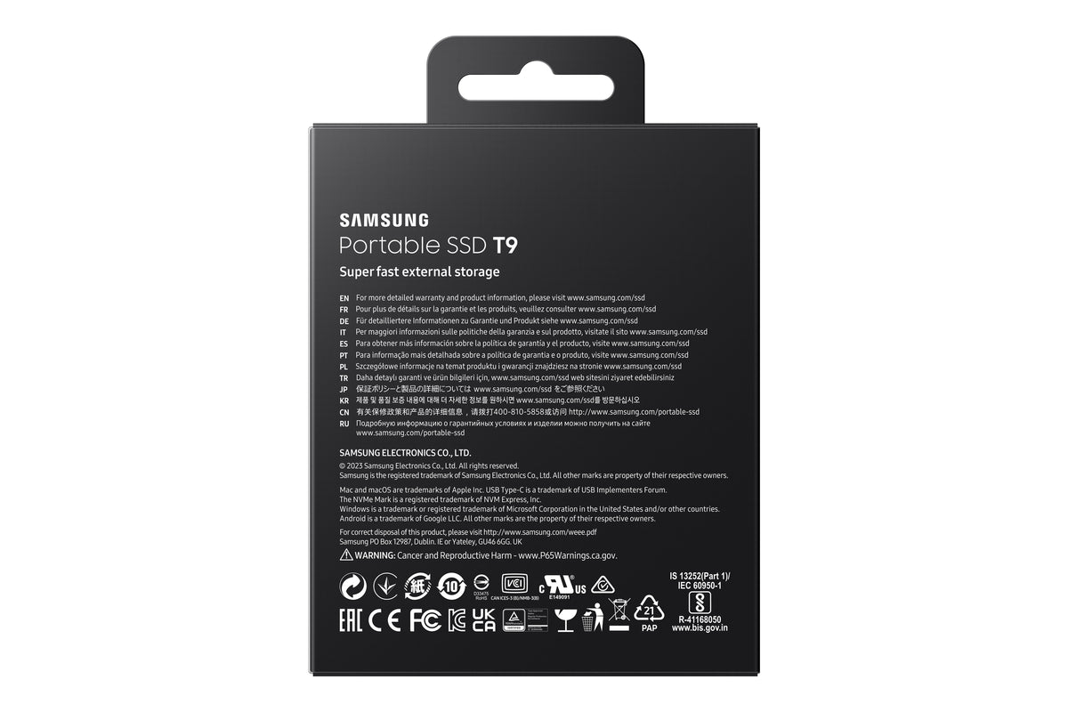 Disco SSD Samsung External T9 2TB / MU-PG2T0B/EU preto - imagem 136