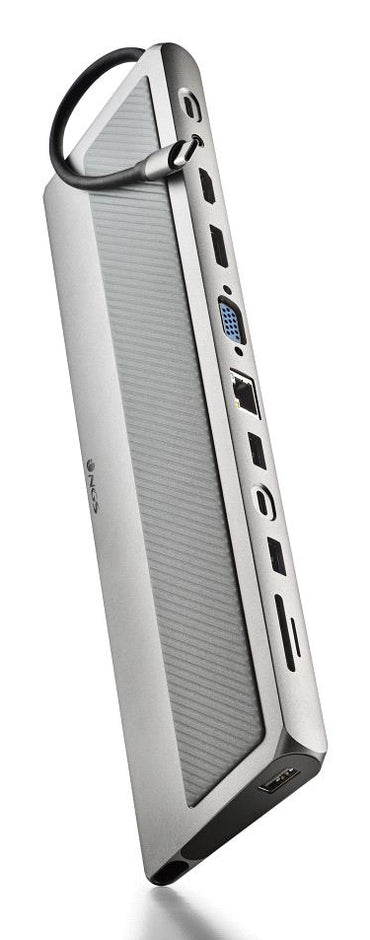 WonderDock 12 Pro USB Type-C NGS Card/ 3xUSB/ 2xHDMI 4K/ 1xVGA/ 1xRJ45/ 1xLector Docking/ 1xJack 3.5/ 1xUSB Type-C PD/ cinzento