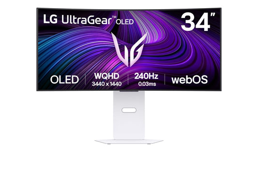 Smart Monitor Gaming Ultrapanorámico Curvo LG UltraGear 34GX90SA-W 34"/ WQHD/ Multimedia/ 0.03ms/ 240Hz/ OLED/ Regulable em altura/ Smart TV