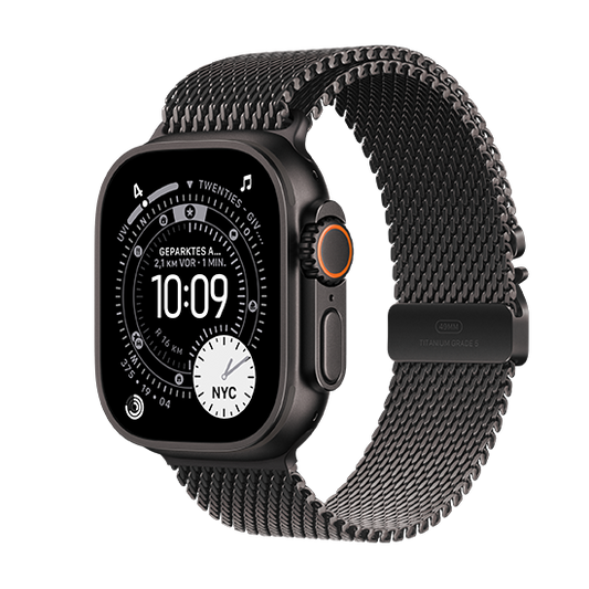 Apple Watch Ultra 3 LTE 49mm Caixa de Titânio Preto com bracelete Milanese de Titânio Preta - M