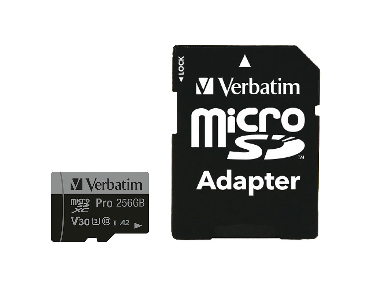 Cartão de Memória Verbatim Micro Cartão SD XC 256GB Pro com Adaptador / 47045 preto S - imagem 2