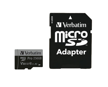 Cartão de Memória Verbatim Micro Cartão SD XC 256GB Pro com Adaptador / 47045 preto S - imagem 2