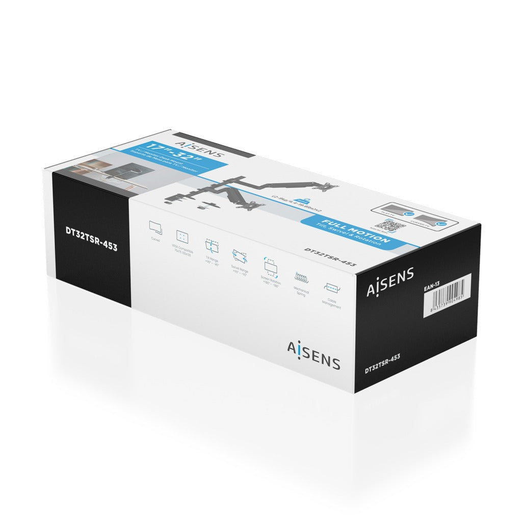 Suporte de mesa com contrapeso para 2 monitores Aisens DT32TSR-453/ giratório/ inclinável/ 9kg