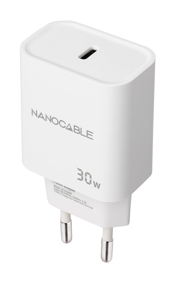 Nanocable Carregador Parede USB-C PD 30W Branco