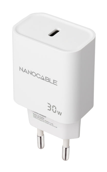 Nanocable Carregador Parede USB-C PD 30W Branco