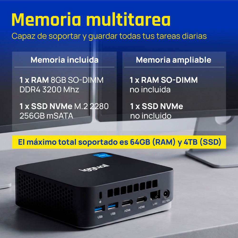 Mini PC iggual Teseracto i5 1235U 8+256 2HDMI W11P - imagem 10