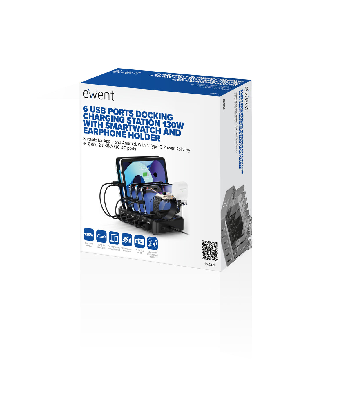 Carregador Ewent estación de carga 6 USB 130w Reloj-Auric - imagem 6