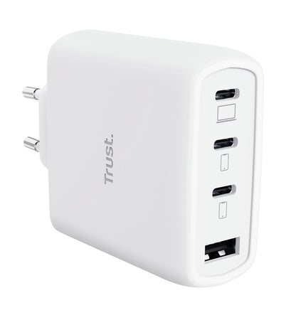 carregador de Pared GaN Trust Maxo 65W 26068/ 3xUSB Tipo-C/ 1xUSB/ Inclui cabo USB Tipo-C/ 65W