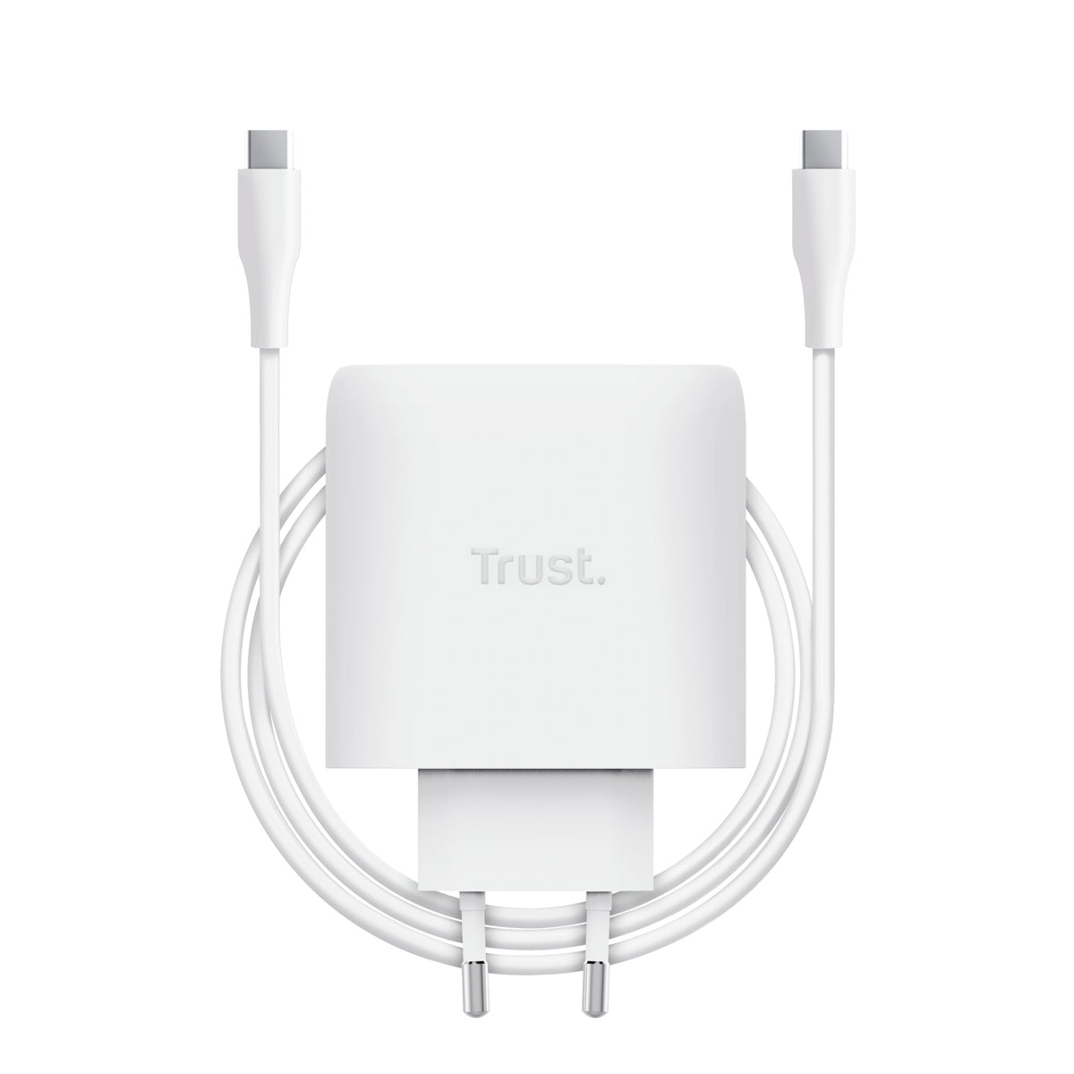 carregador de Pared GaN Trust Maxo 65W 25526/ 2xUSB Tipo-C/ Inclui cabo USB Tipo-C/ 65W