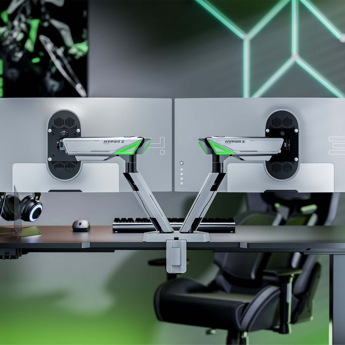 Suporte para mesa de jogos com contrapeso para 2 monitores Aisens DT38TSR-345/ giratório/ inclinável/ até 16kg