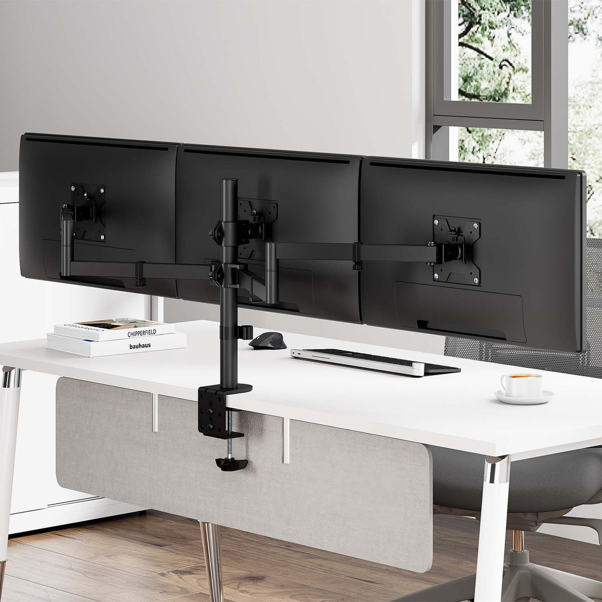 Suporte de mesa para 3 monitores Aisens DT27TSR-281/ Girar/Inclinar/Amarrar 10kg