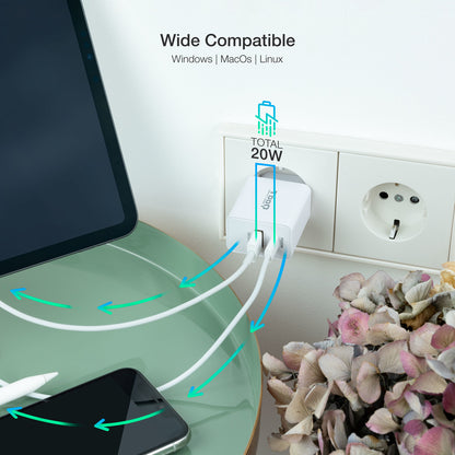Carregador de Parede Tooq doble USB-C PD+ USB A - imagem 8