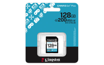 Memória RAM Kingston CANVAS Vai! Além disso, 128GB cartão de SD XC/ Classe 10/ 200MBs