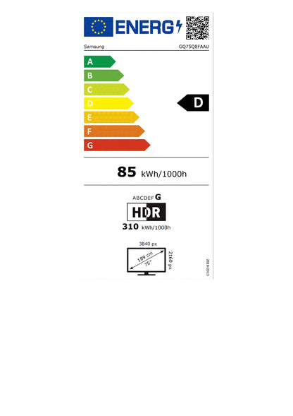 Samsung GQ75Q8FAAUXZG 75" QLED 4K Smart TV Preto