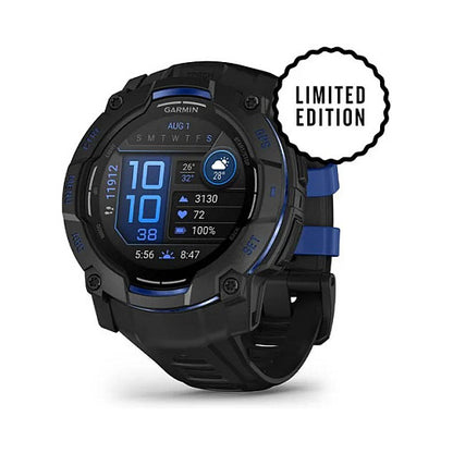 Garmin Instinct® AMOLED black mit Silikon-Wechselarmband 26 mm bolt blue - Garmin