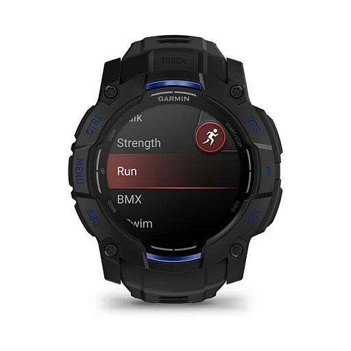 Garmin Instinct® AMOLED black mit Silikon-Wechselarmband 26 mm bolt blue - Garmin