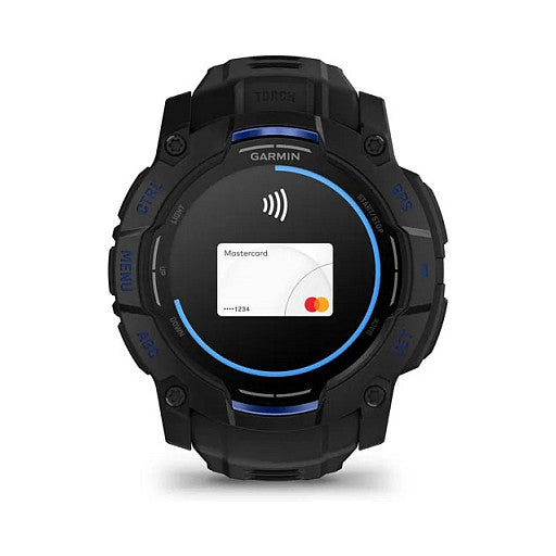 Garmin Instinct® AMOLED black mit Silikon-Wechselarmband 26 mm bolt blue - Garmin