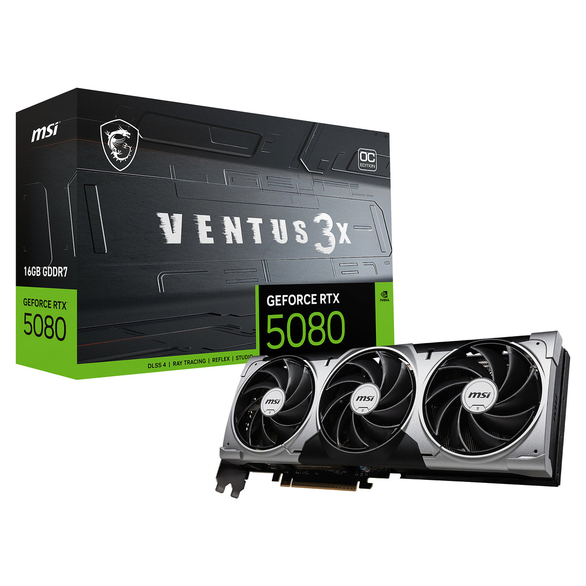 RTX 5080 16GB MSI Ventus 3X OC 16GB GDDR7 3 Fan - MSI