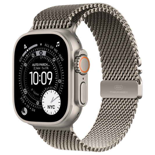 Apple Watch Ultra 3 Titânio LTE 49mm Natural (bracelete milanesa de titânio natural) Médio