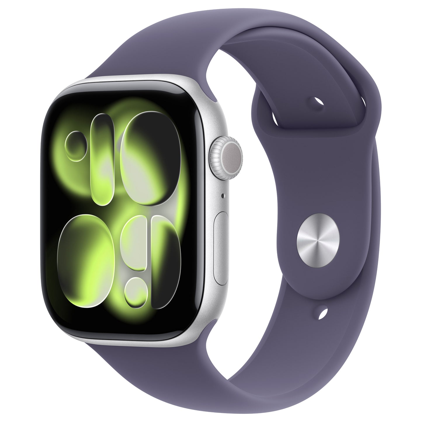 Apple Watch Series 11 Alumínio Cellular 46 mm Prata (Bracelete Desportiva Violeta Nebuloso) M/L