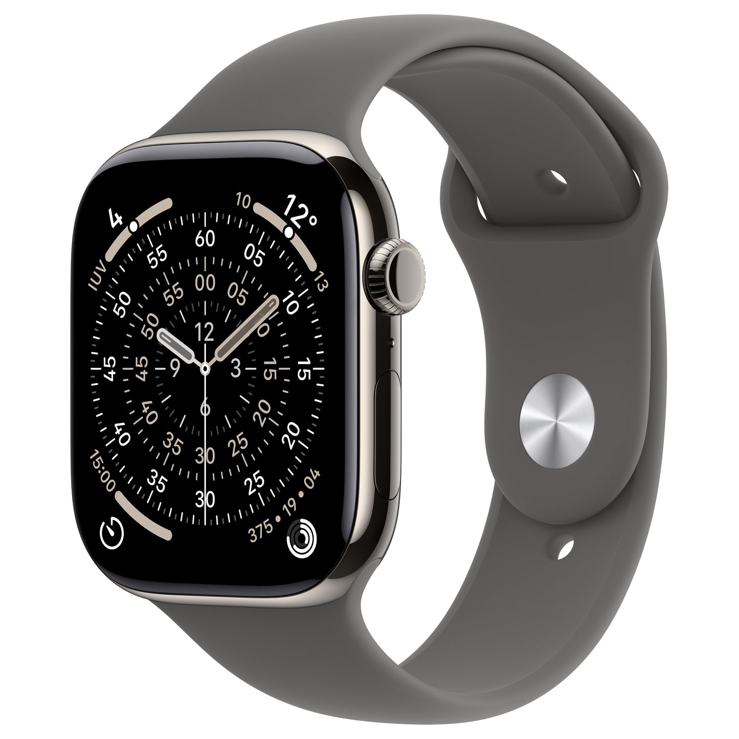 Apple Watch Series 11 Titânio Natural Cellular 42 mm (Bracelete Desportiva Cinzento-pedra) S/M