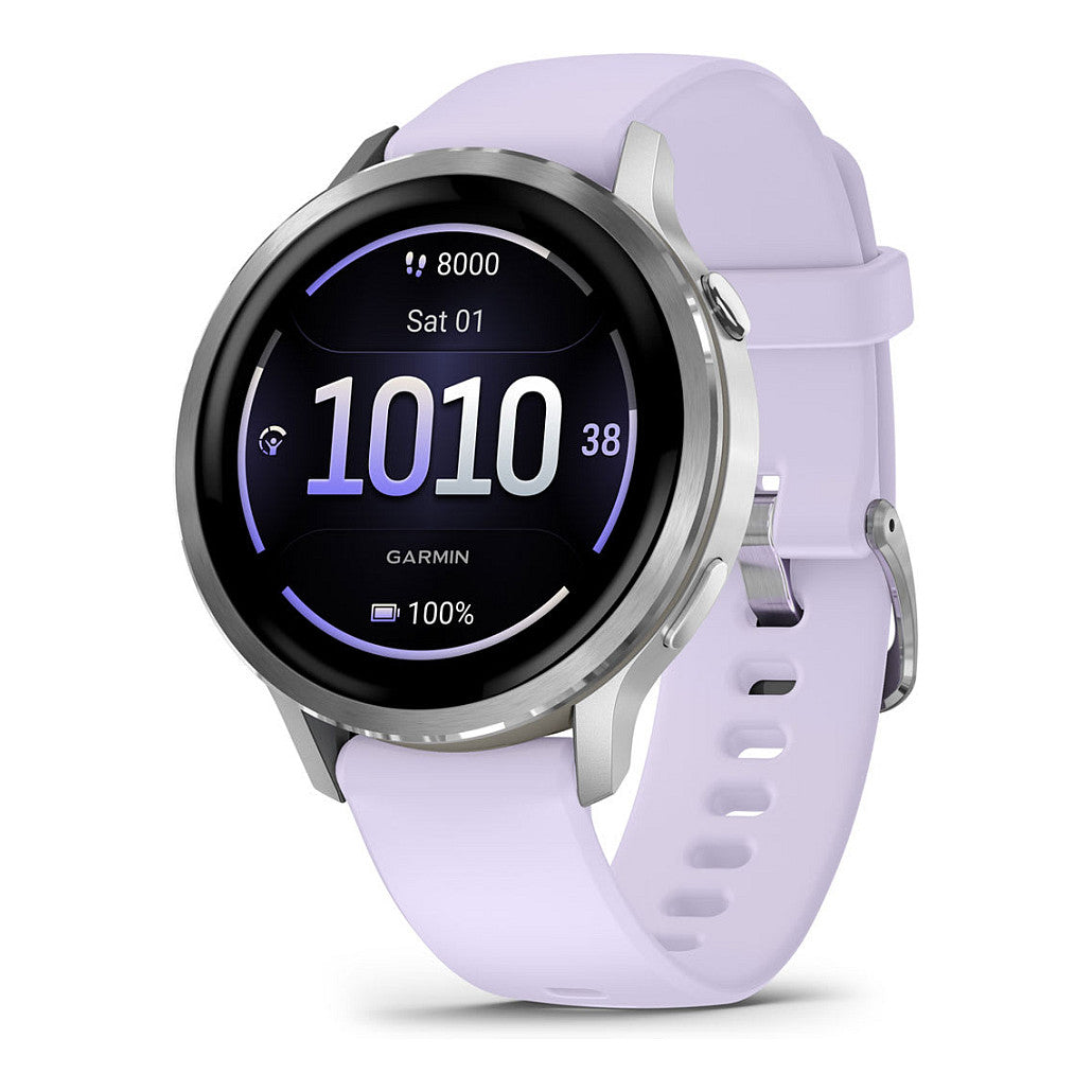 Garmin Venu 4 41mm Silikon-Armb. grau/silber/lavend - Garmin