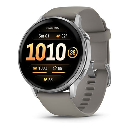 Smartwatch Garmin Venu 4 45 mm Silikon-Armb. Preto / Prateado / gra - Garmin
