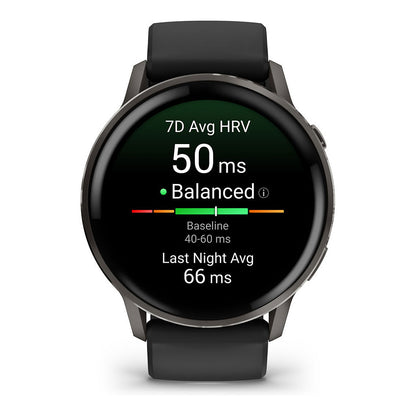 Smartwatch Garmin Venu 4 45 mm Silikon-Armb. Preto / schiefergr - Garmin