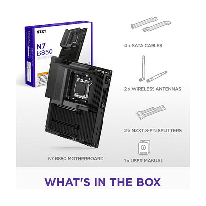 Motherboard NZXT N7 B850 WiFi Preto DDR5 AM5 Preto Cover N7-B85XT-B1 retail - NZXT