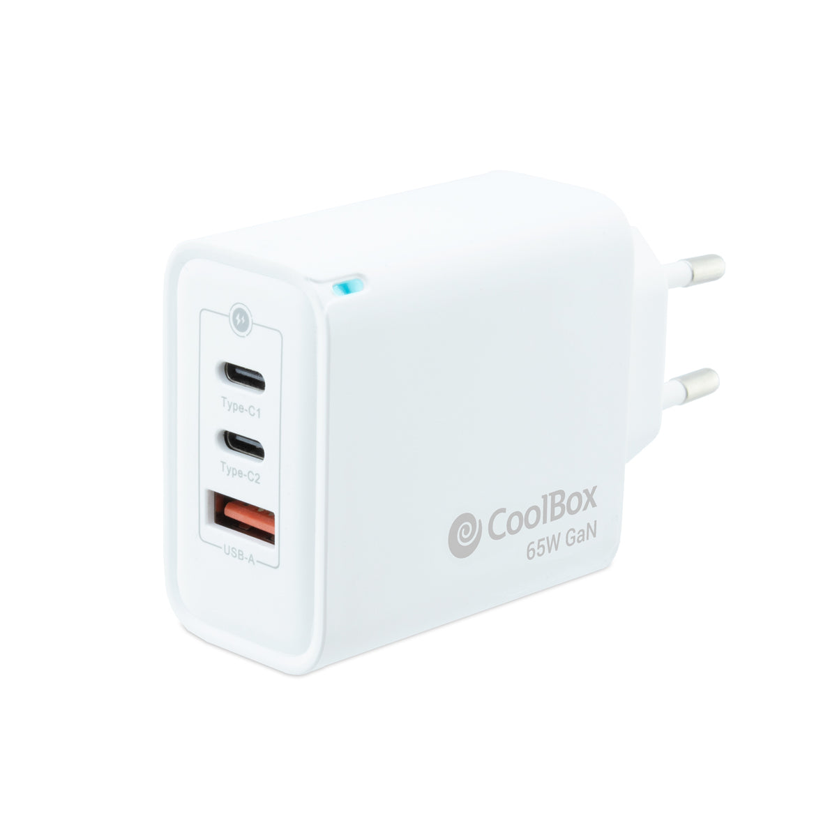 Coolbox Carregador Parede GAN 65W USB-C/USB-C/USB-A