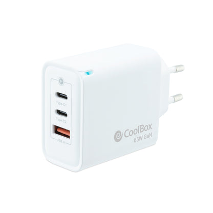 Coolbox Carregador Parede GAN 65W USB-C/USB-C/USB-A
