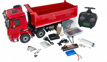 Mercedes-Benz Arocs Hydraulic Roll-off Tipper Pro 8x8 1/14 RTR red