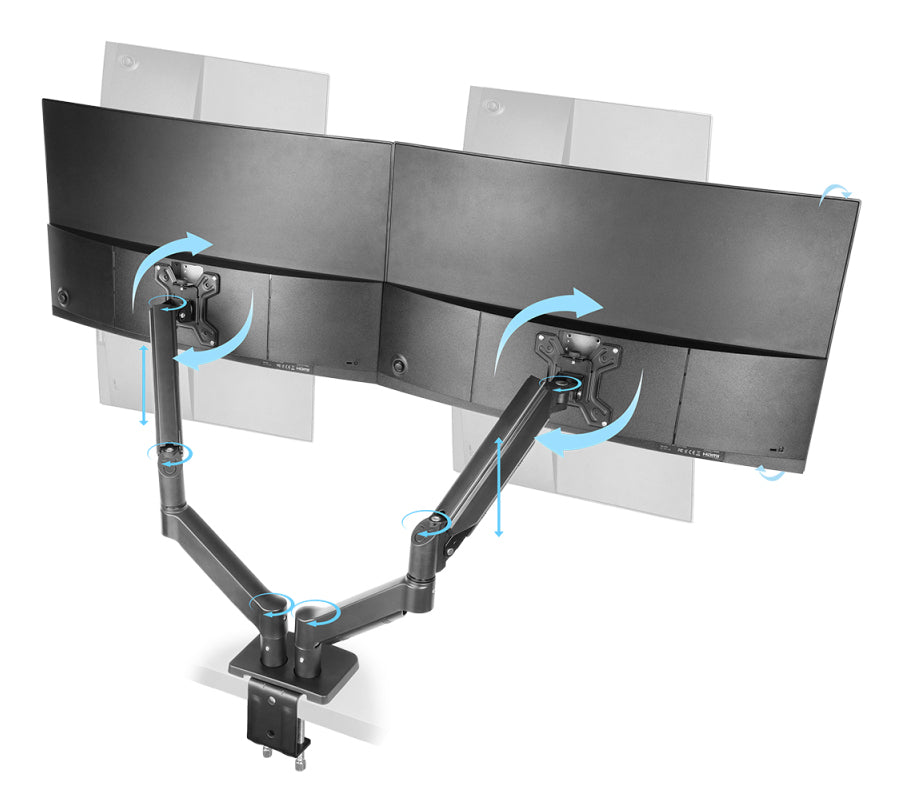 Suporte de Mesa para 2 Monitores Mars Gaming MARM-PRO2/ Girar/ Inclinar/ Rodar/ Amarrar 10kg