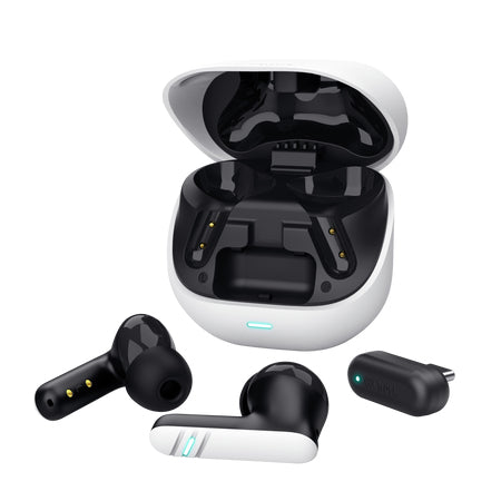 Auscultadores Bluetooth Trust GXT 409 Oxxie 25478 com caixa de carregamento/ autonomia 7h/ branco e preto