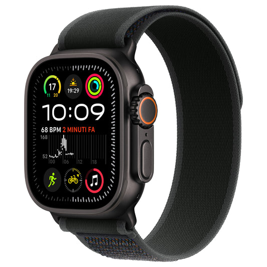 Apple Watch Ultra 2 GPS + LTE 49mm Titânio Preto com Trail Loop Preta - M/L