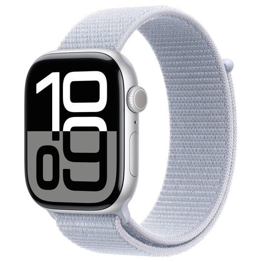 Apple Watch Series 10 GPS 46 mm Caixa de Alumínio Prateado com Pulseira Desportiva Blue Cloud