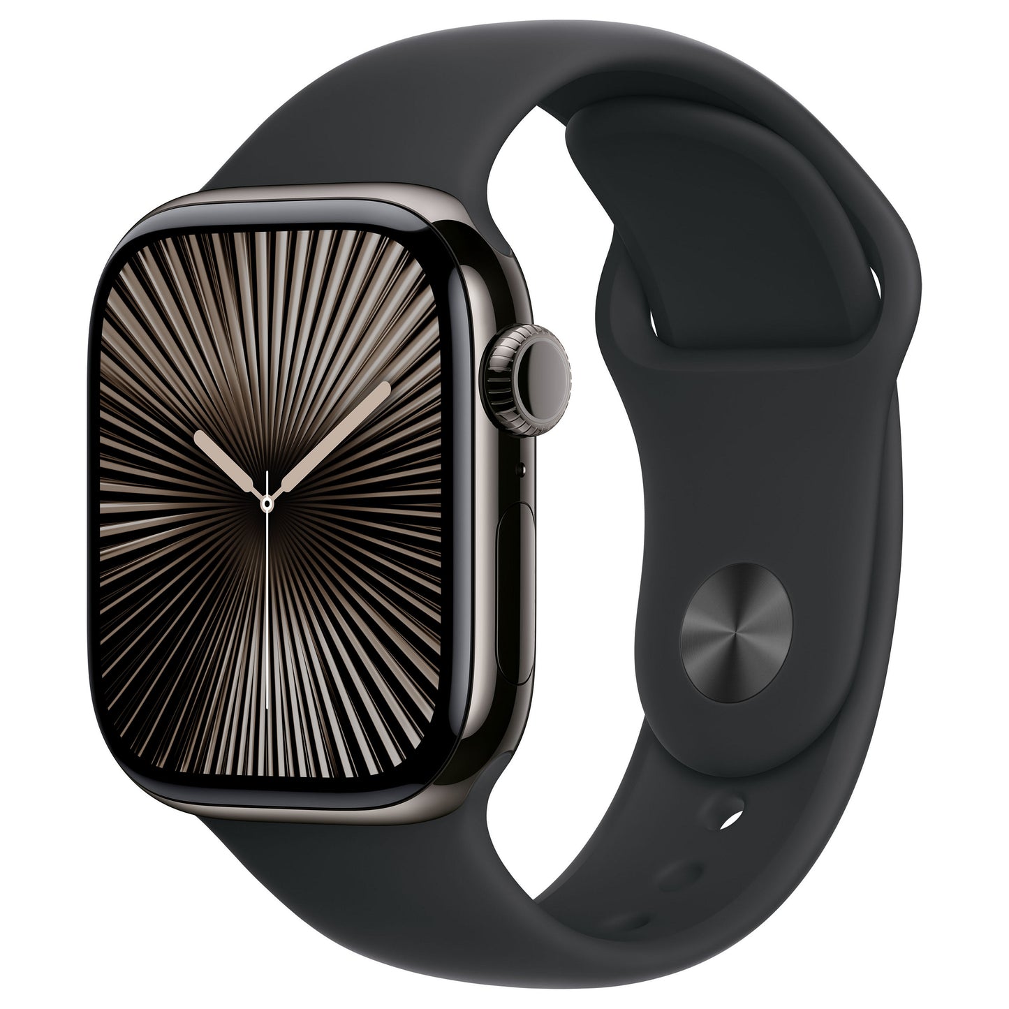 Apple Watch Series 10 GPS + Cellular 42 mm Caixa em Titânio Ardósia com Bracelete Desportiva Preta – M/L