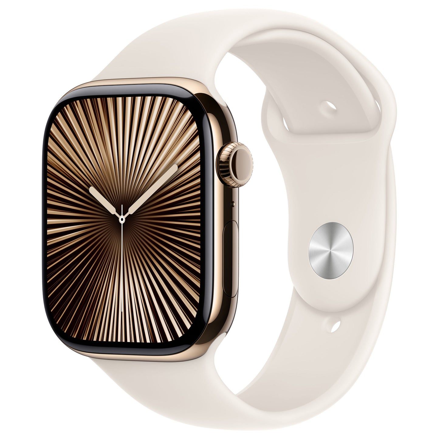 Apple Watch Series 10 GPS + Cellular 46 mm Caixa em Titânio Dourado com Bracelete Desportiva Luz das Estrelas – M/L