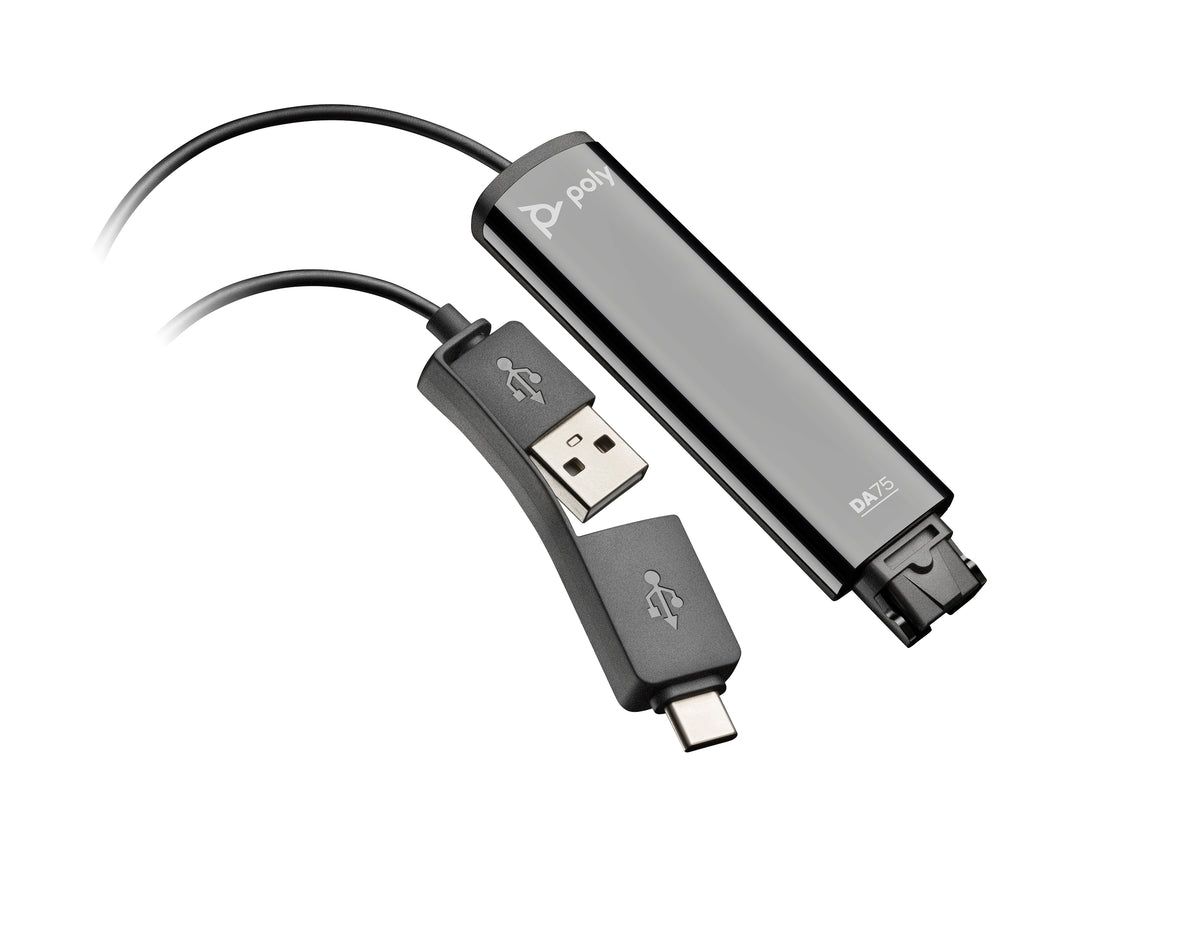Adaptador USB Plantronics/Poly Adaptador DA75 USB to QuickDisconnect / 786C6AA preto